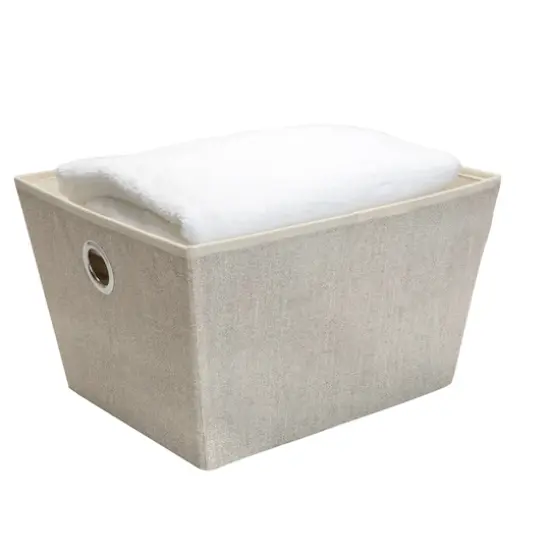 Simplify Large Faux Jute Grommet Storage Bin {3}