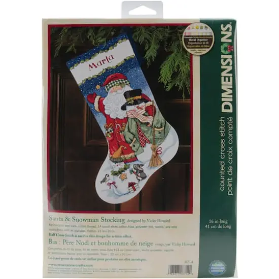 Dimensions&reg; Santa & Snowman Stocking Counted Cross Stitch Kit {1}