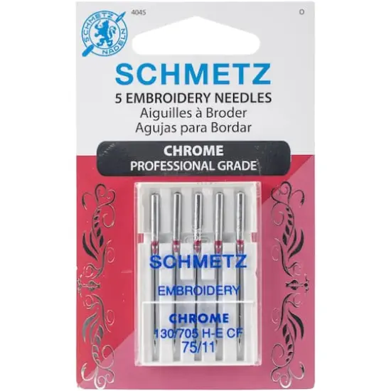 Euro-Notions Schmetz Chrome Embroidery Machine Needles, 75/11, 5ct. {3}