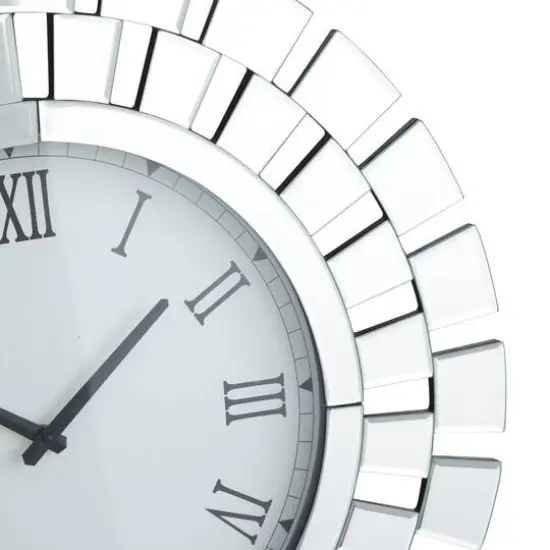 Silver MDF Glam Wall Clock, 24" x 2" x 24" {4}