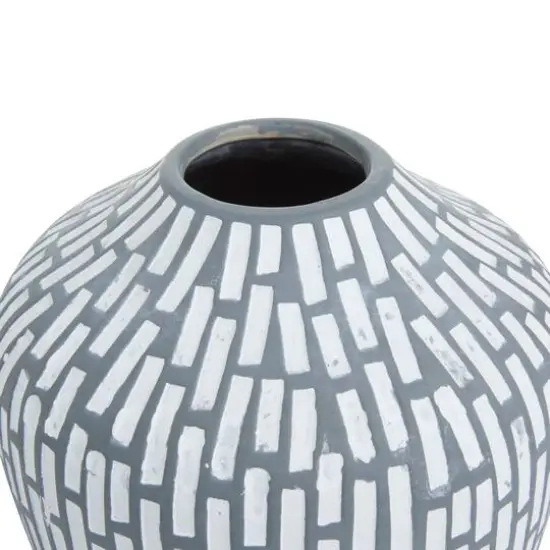 Set of 2 Grey Ceramic Modern Vases, 7" x 13" x 6" {4}