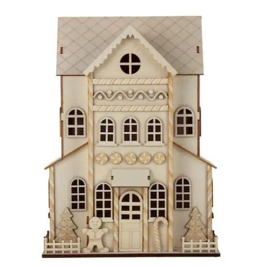 11.75" Unfinished Gingerbread House DIY LED Wood D&eacute;cor by Make Market&reg; {1}