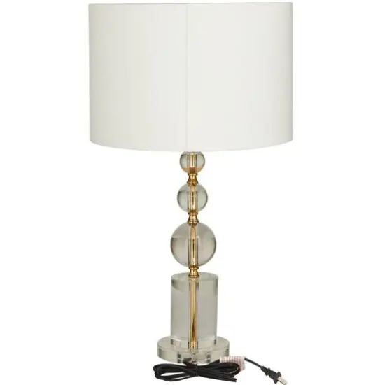 CosmoLiving by Cosmopolitan Gold Crystal Orbs Style Base Table Lamp with Drum Shade 15" x 15" x 27" {8}