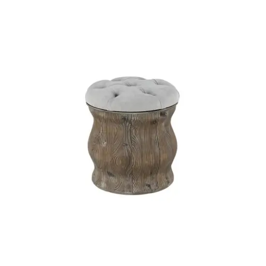18" Chinese Fir Rustic Stool Light Gray {5}