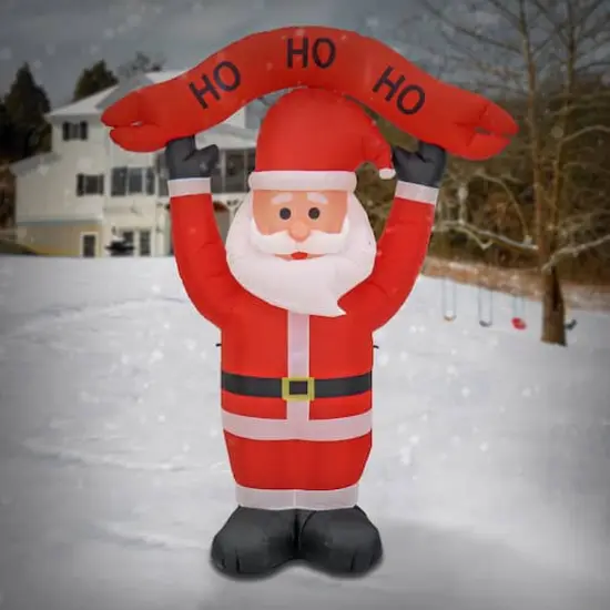 First Traditions&trade; 7ft. Red Inflatable Blow Up Santa with 3 Warm White UL LED Lights {3}