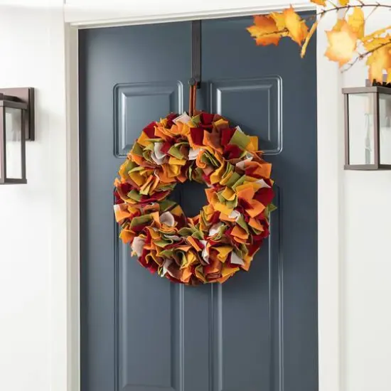 Glitzhome&reg; 19.25" Fall Multicolor Felt Wreath {4}