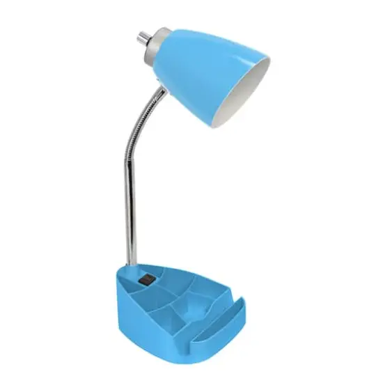 LimeLights 18.5" Gooseneck Desk Lamp with Tablet Stand and Charging Outlet Blue {1}