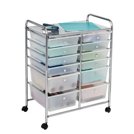 Honey Can Do Chrome 12-Drawer Rolling Craft Storage Cart {4}