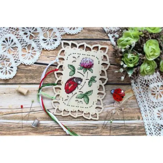 MP Studia Organizer Ladybug Cross Stitch On Wood Kit {4}
