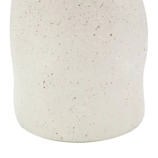 20" Cream Ceramic Abstract Wavy Vase with Textured Speckled Detailing {4}
