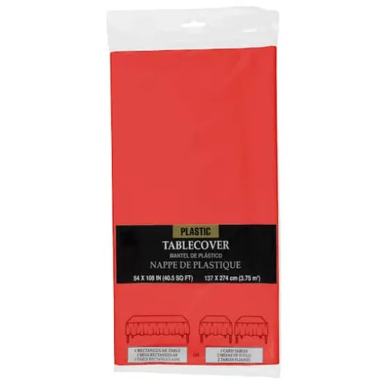 JAM Paper 108" Rectangular Plastic Table Cover Red {1}