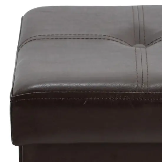 Simplify Faux Leather Folding Storage Ottoman Cube Chocolate {8}