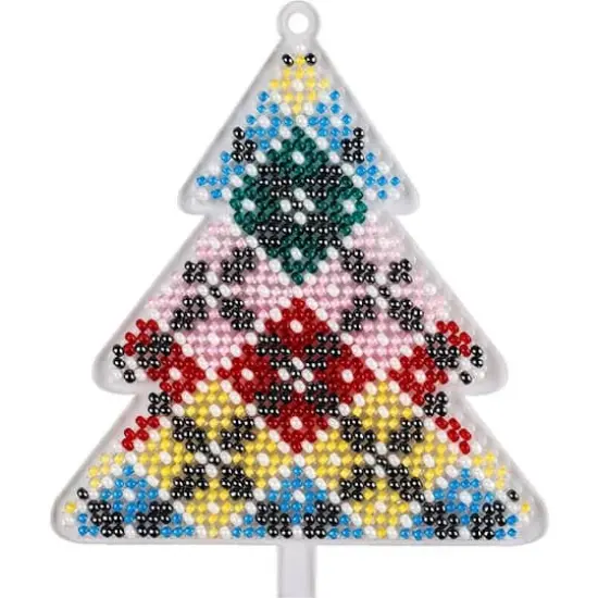 Wonderland Crafts Fair Isle Plaid Tree Ornament Bead Embroidery on Plastic Kit {1}