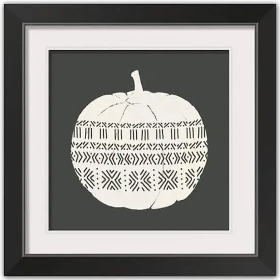 Patterned Pumpkin Halloween Print in Black Frame {1}