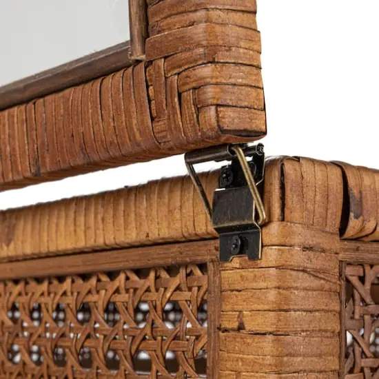 Hello Honey® Dark Brown Modern Decorative Square Woven Rattan & Wood Display Box Set with Glass Top {7}