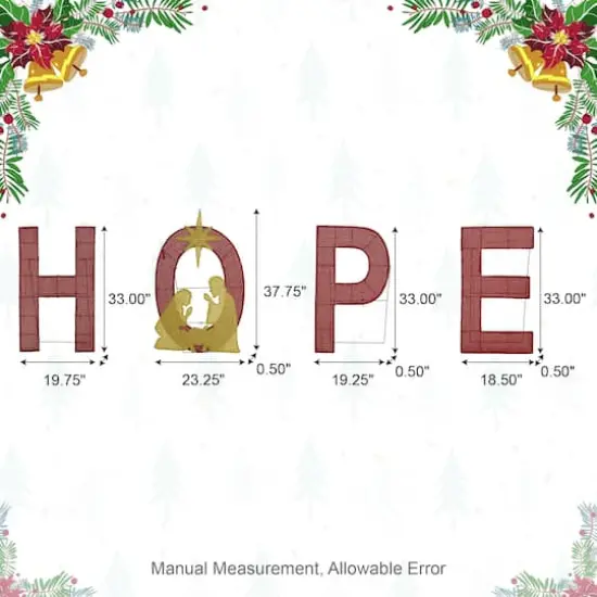 Glitzhome&reg; 80.75"L Lighted Christmas 2D Fabric Nativity HOPE Outdoor Decor Set {9}