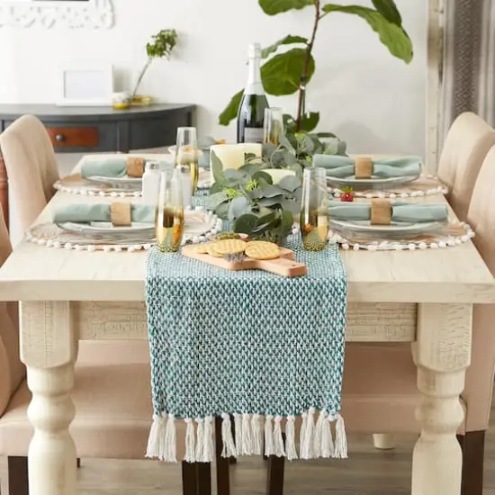 DII&reg; 72" Woven Table Runner Teal {6}