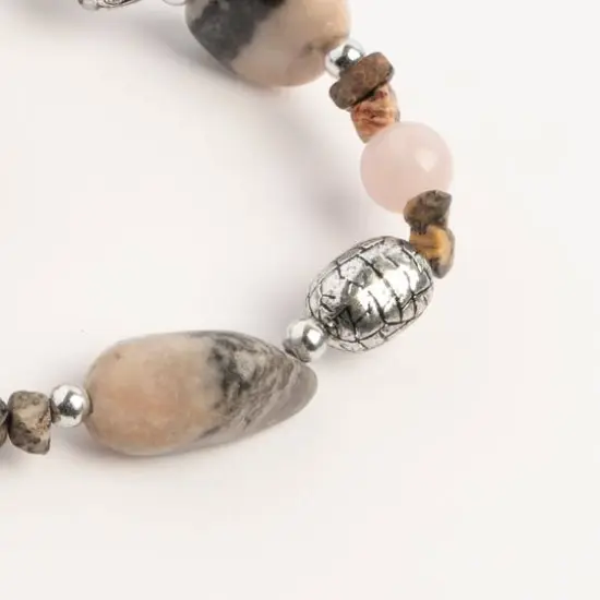 John Bead Jasper Pink Natural Stone Bracelet {3}