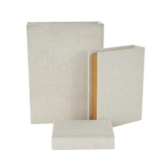 Cream Fabric Storage Book Box Set {7}