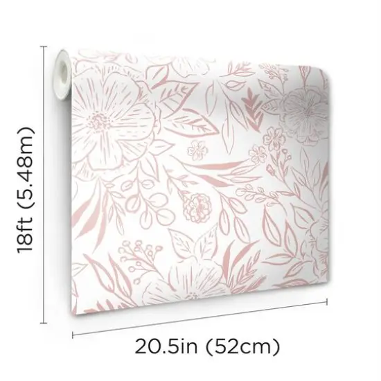 RoomMates Pink & White Floral Sketch Peel & Stick Wallpaper {10}
