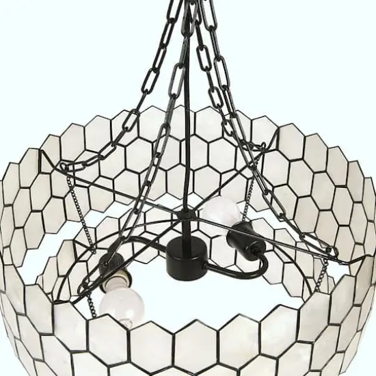 Hello Honey&reg; Capiz 2-Tier Honeycomb Chandelier Black {5}