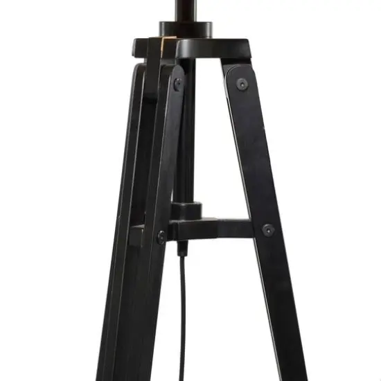 Black Wood Industrial Floor Lamp, 62" x 21" x 21" {7}