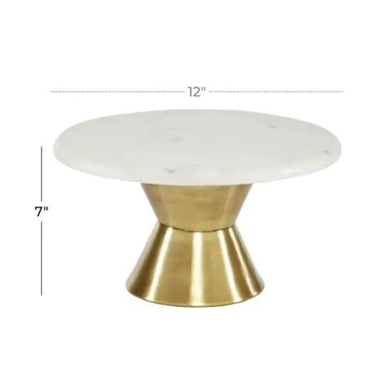 Gold Marble Contemporary Cake Stand, 7" x 12" x 12" {7}