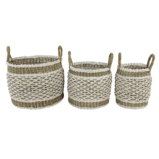 Brown Plastic Vintage Storage Basket Set {4}
