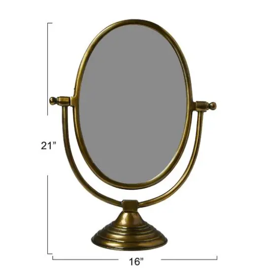 Hello Honey&reg; Brass Finish Framed Mirror on Swivel Stand {4}