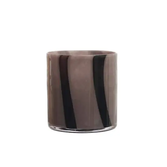 Hello Honey&reg; 6" Striped Votive Candle Holder Gray and Purple {3}