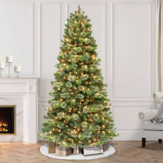 7.5ft. Pre-Lit Oklahoma Pine Artificial Christmas Tree, Clear LED Lights {4}