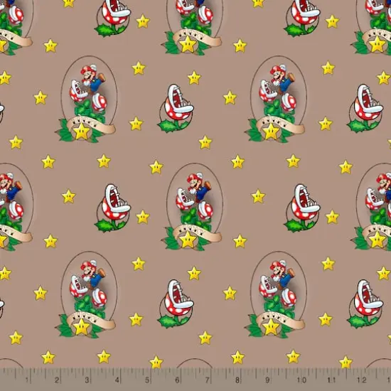 Nintendo&reg; Super Mario Brown Lucky Mario Cotton Fabric {3}