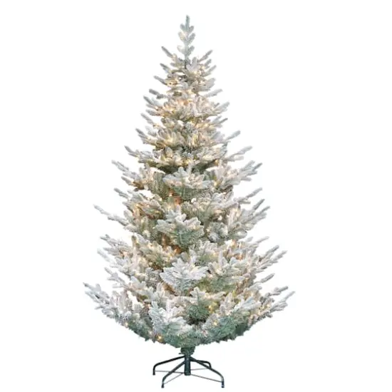 7.5ft. Pre-Lit Flocked Hillside Spruce Artificial Christmas Tree, Clear Lights {1}