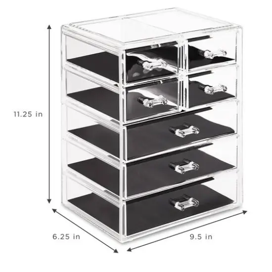 Sorbus Makeup & Jewelry Storage Case with 3 Large & 4 Small Drawers Clear {6}