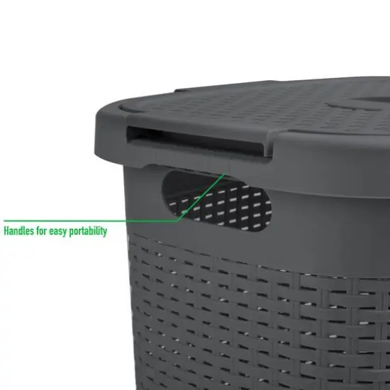 Mind Reader 60L Hamper Laundry Basket with Cutout Handles Gray {6}