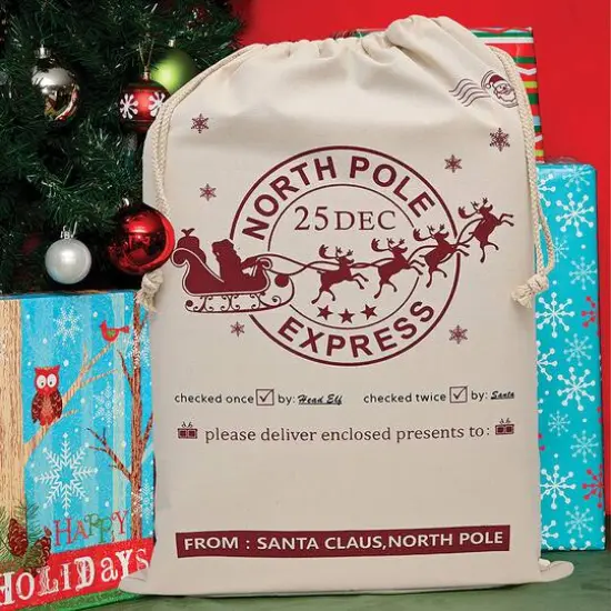 Personality Case&trade; 19" x 26" From Santa Christmas Cotton Drawstring Bag {3}