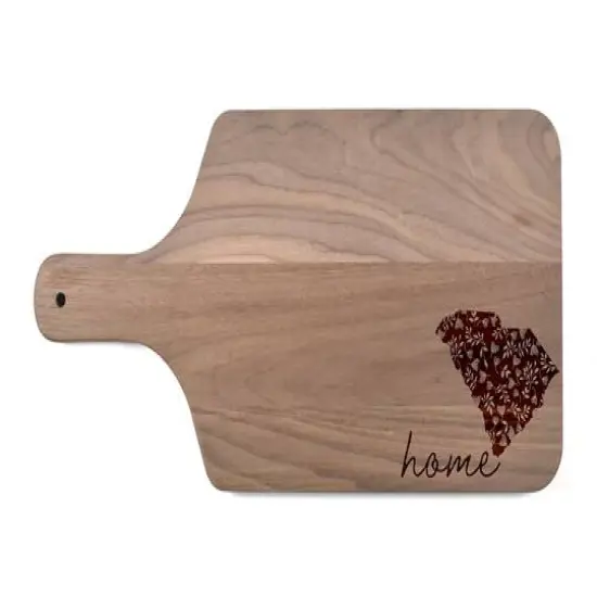 17" Floral Home State Walnut Paddle Cutting Board South Carolina {1}