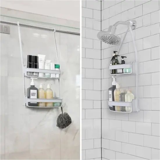 NEX&trade; 12" White Over Shower Head Shower Caddy {7}