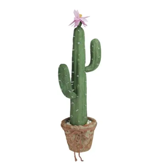 21.5" Southwestern Style Potted Cactus with Flowers {1}
