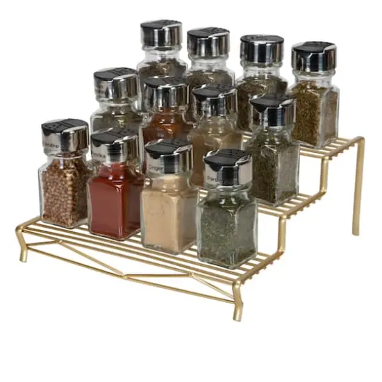 Kitchen Details 12" Geode 3-Tier Spice Rack Satin Gold {4}