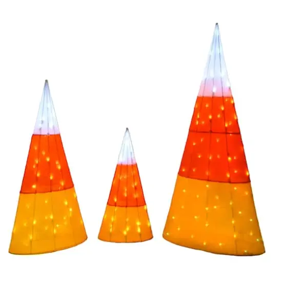 3-Piece Pre-Lit Candy Corn Cones {5}