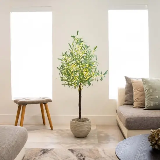 4ft. Pre-Lit Artificial Olive Tree with Warm White LED Lights {3}