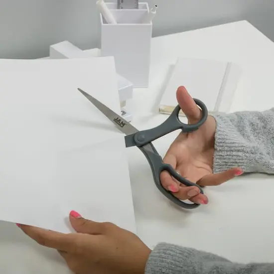 JAM Paper 8" Ergonomic Multi-Purpose Precision Scissors Gray {5}