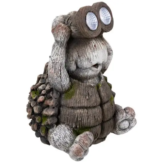 11.5" Turtle with Binoculars Outdoor Solar Lighted Garden Statue {7}