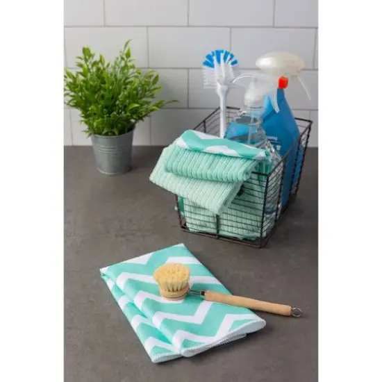 Aqua Chevron Microfiber Dishtowel, 4ct. {3}