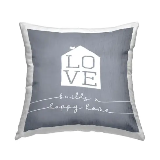 Stupell Industries Love Builds Happy Home Rustic Bird Perched Throw Pillow, 18" x 18" {1}