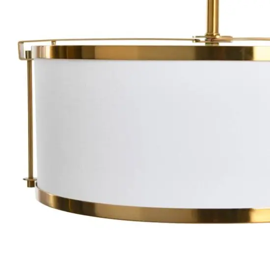 Hello Honey&reg; Robert Stevenson Lighting Harrison Metal Ceiling Light with Captured Linen Shade White/Brushed Brass {6}