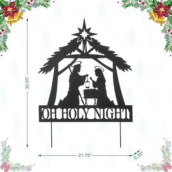 Glitzhome&reg; 2.5ft. Metal Nativity Silhouette Yard Stake {7}