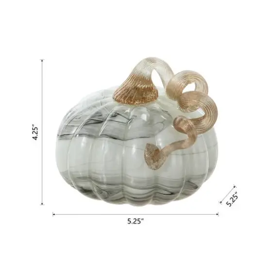 Glitzhome&reg; Small Marble Glass Pumpkin, Gray {15}
