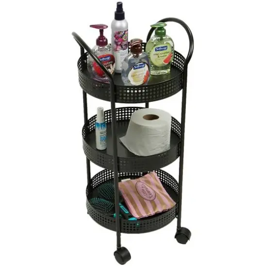 Mind Reader 27" Black 3-Tier Multi-Purpose Metal Utility Cart {3}